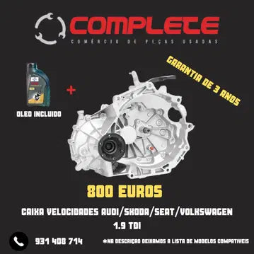 Caixa velocidades recondicionada AUDI/SKODA/SEAT/VOLKSWAGEN 1.9 TDI